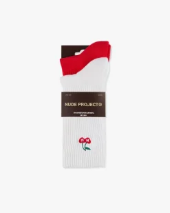 Calcetines Quote Marfil/Rojo 2Xpack