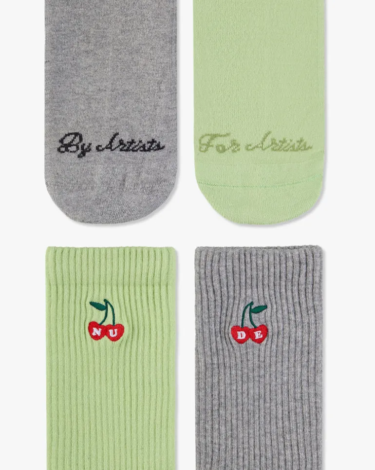 Calcetines Quote Verde/Gris 2Xpack