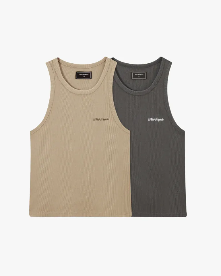 Camiseta Tirantes Ss24 Beige/Gris Oscuro