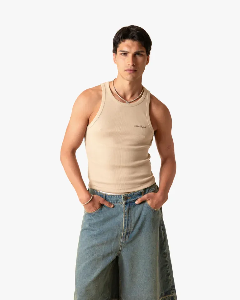 Camiseta Tirantes Ss24 Beige/Gris Oscuro