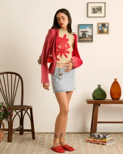 Cherry Denim Skirt