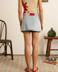 Cherry Denim Skirt