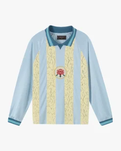 Lace Football Polo Baby Blue