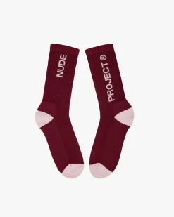 Logo Socks White/Burgundy 2Xpack