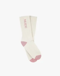 Logo Socks White/Burgundy 2Xpack