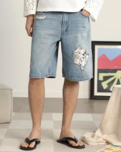 Pantalón Corto Denim Lace