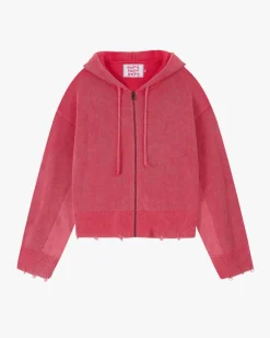 Perfect Cropped Zip-Up Hoodie Raspberry
