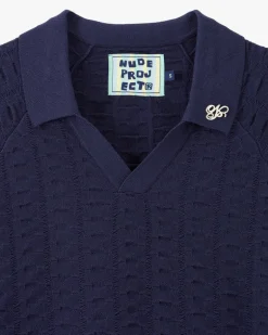 Structure Knit Polo Navy