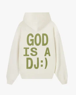 Sudadera Con Cremallera God is a DJ Blanco Crema