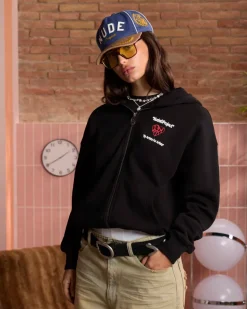 Sudadera Con Cremallera Heartbroken Negra