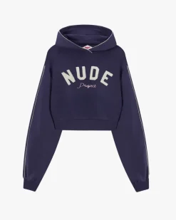 Sudadera Cropped Varsity Azul Marino
