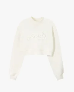 Sudadera Sin Capucha Lacy Cropped Blanca