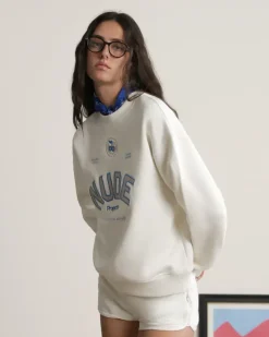 Sudadera Sin Capucha Varsity Blanco Crema