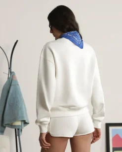 Sudadera Sin Capucha Varsity Blanco Crema